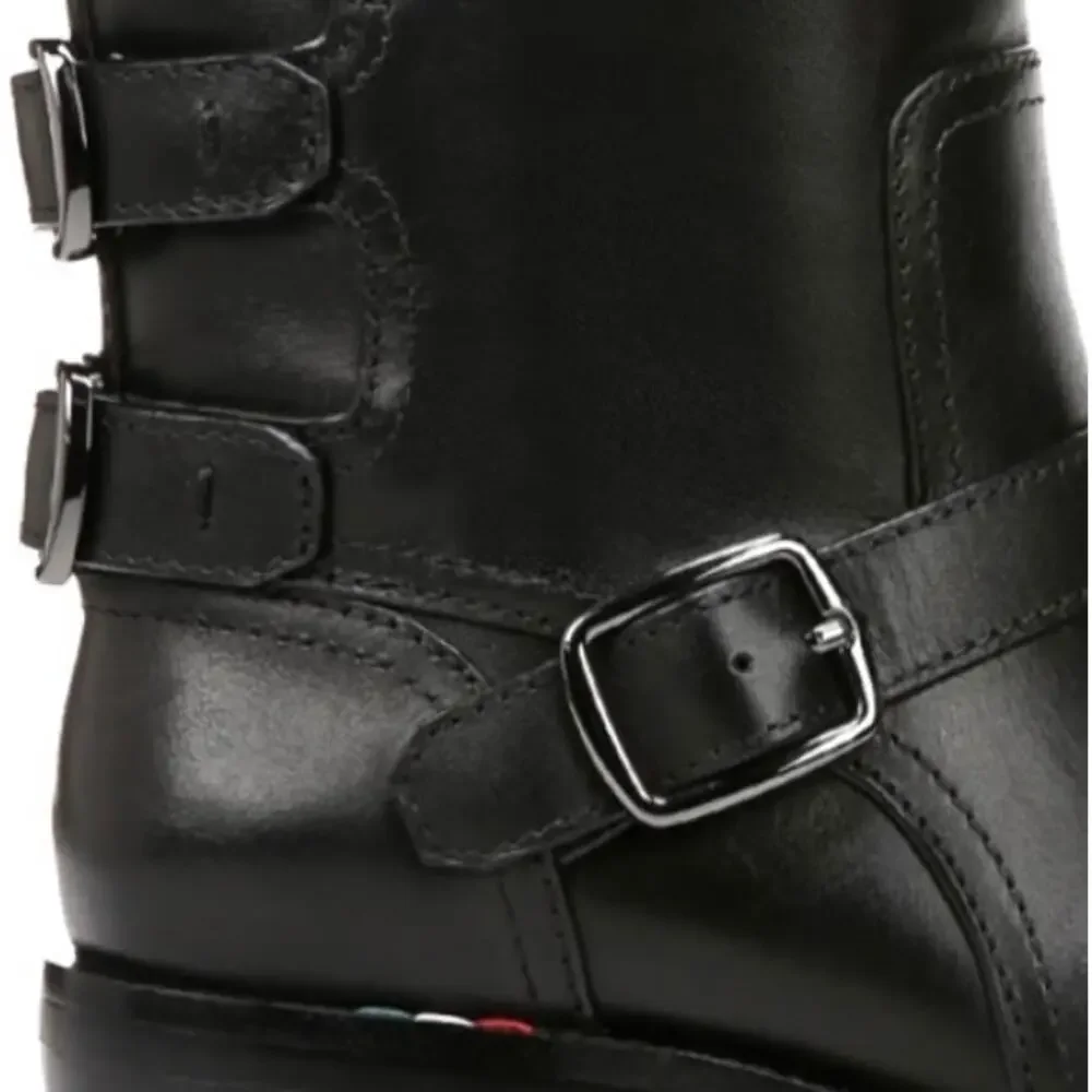 Franco Sarto Prina Women Moto Boot Size 7.5 Black Leather Biker Short Bootie New